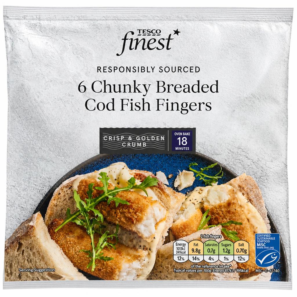 Tesco Finest 6 Chunky Cod Fillets Fish Fingers 400G