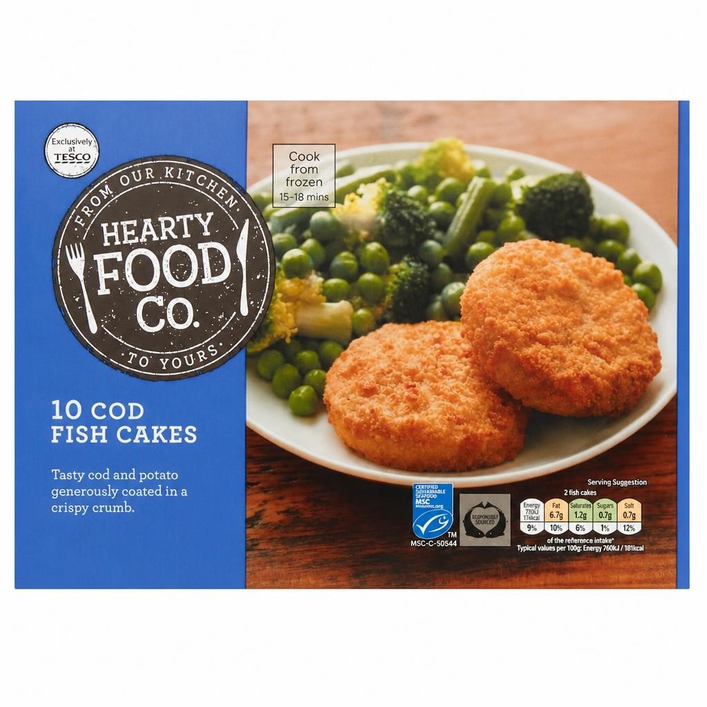 Hearty Food Co 10 Cod Fish Cakes 500g