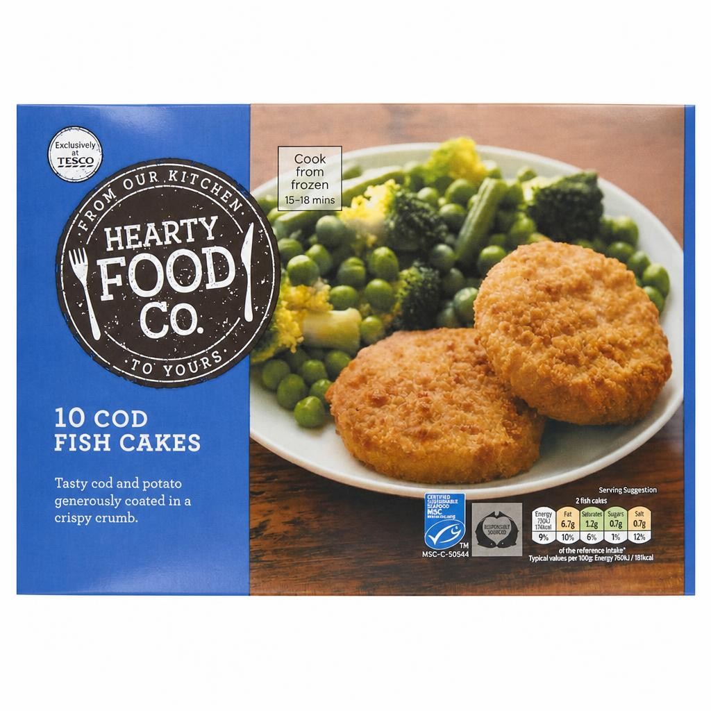 Hearty Food Co 10 Cod Fish Cakes 500g