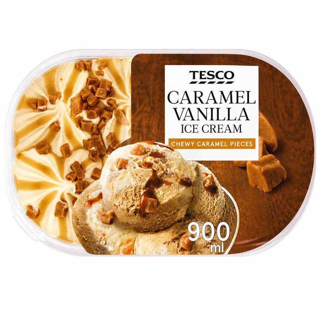 Tesco Caramel Vanilla Ice Cream 900Ml