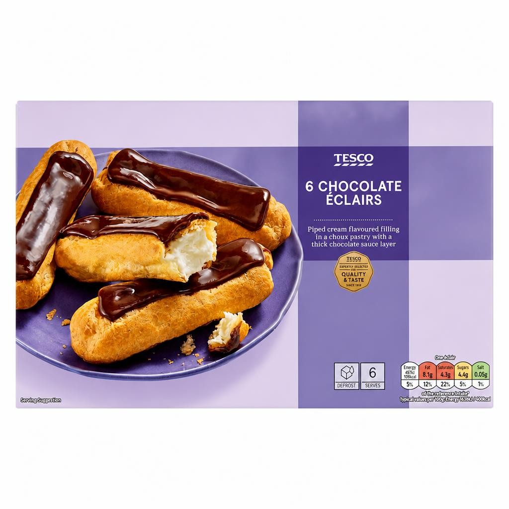 Tesco 6 Chocolate Eclairs 160G