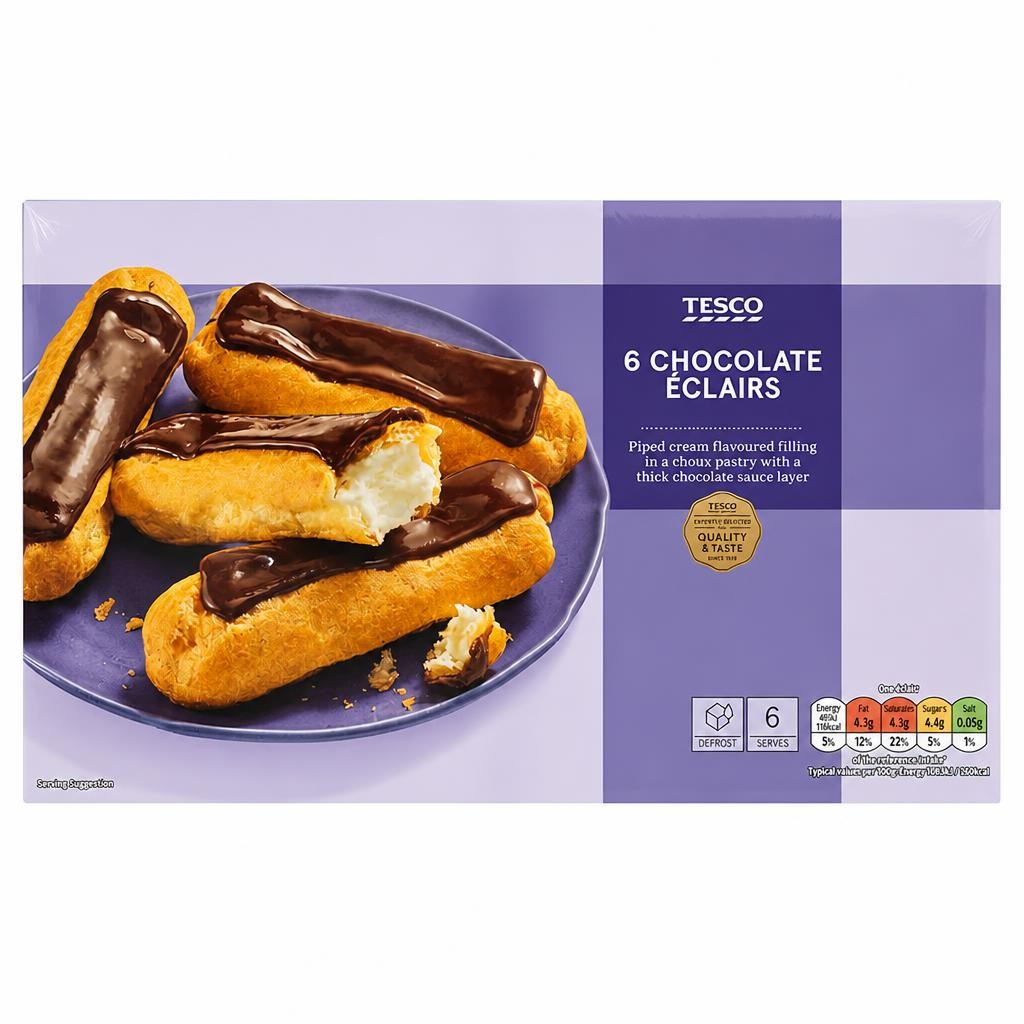 Tesco 6 Chocolate Eclairs 160G