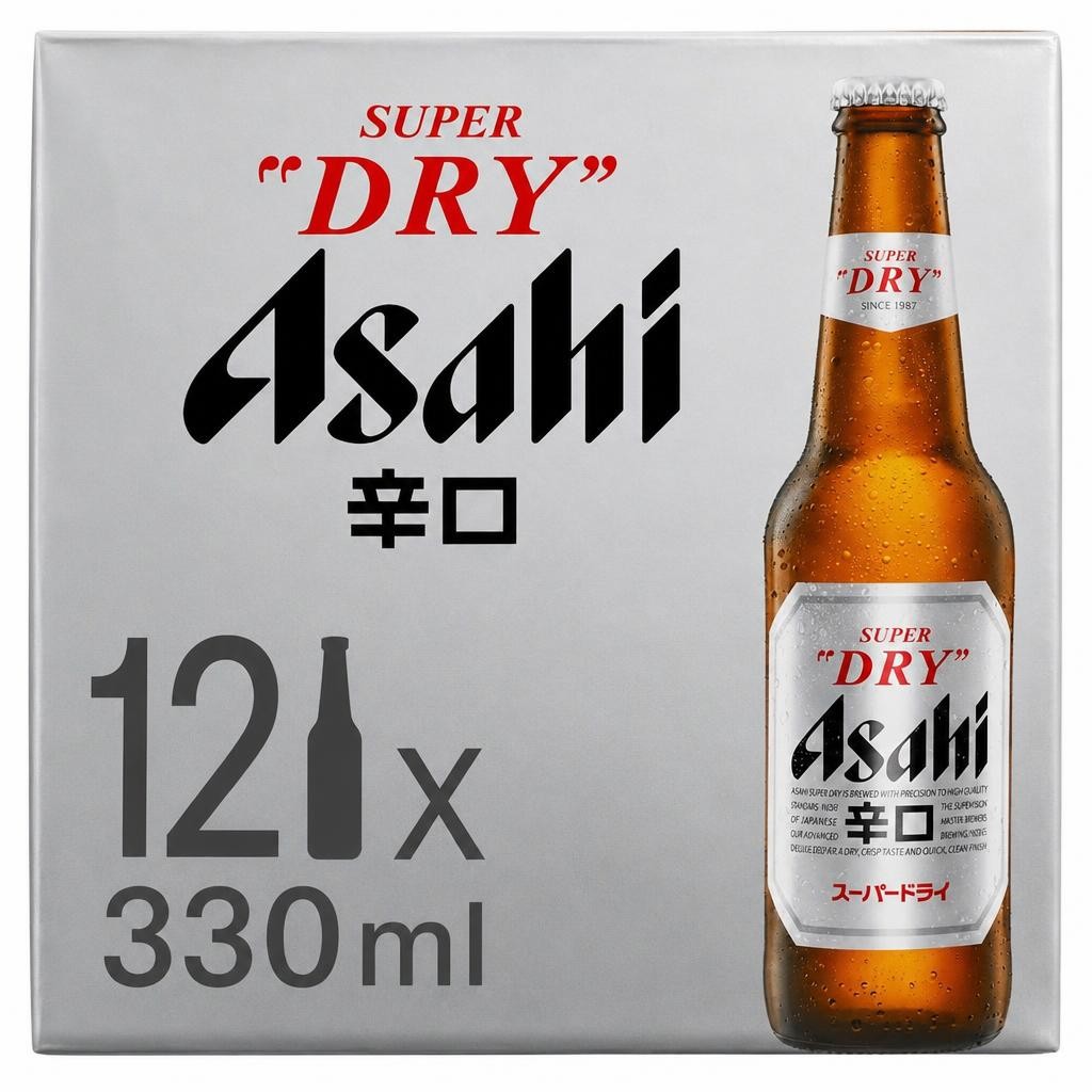 Asahi Super Dry Beer Lager Bottles 12x330ml