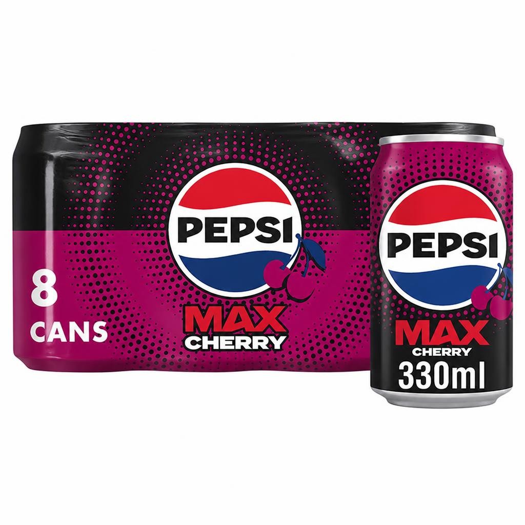Pepsi Max Cherry No Sugar Cola Cans 8x330ml