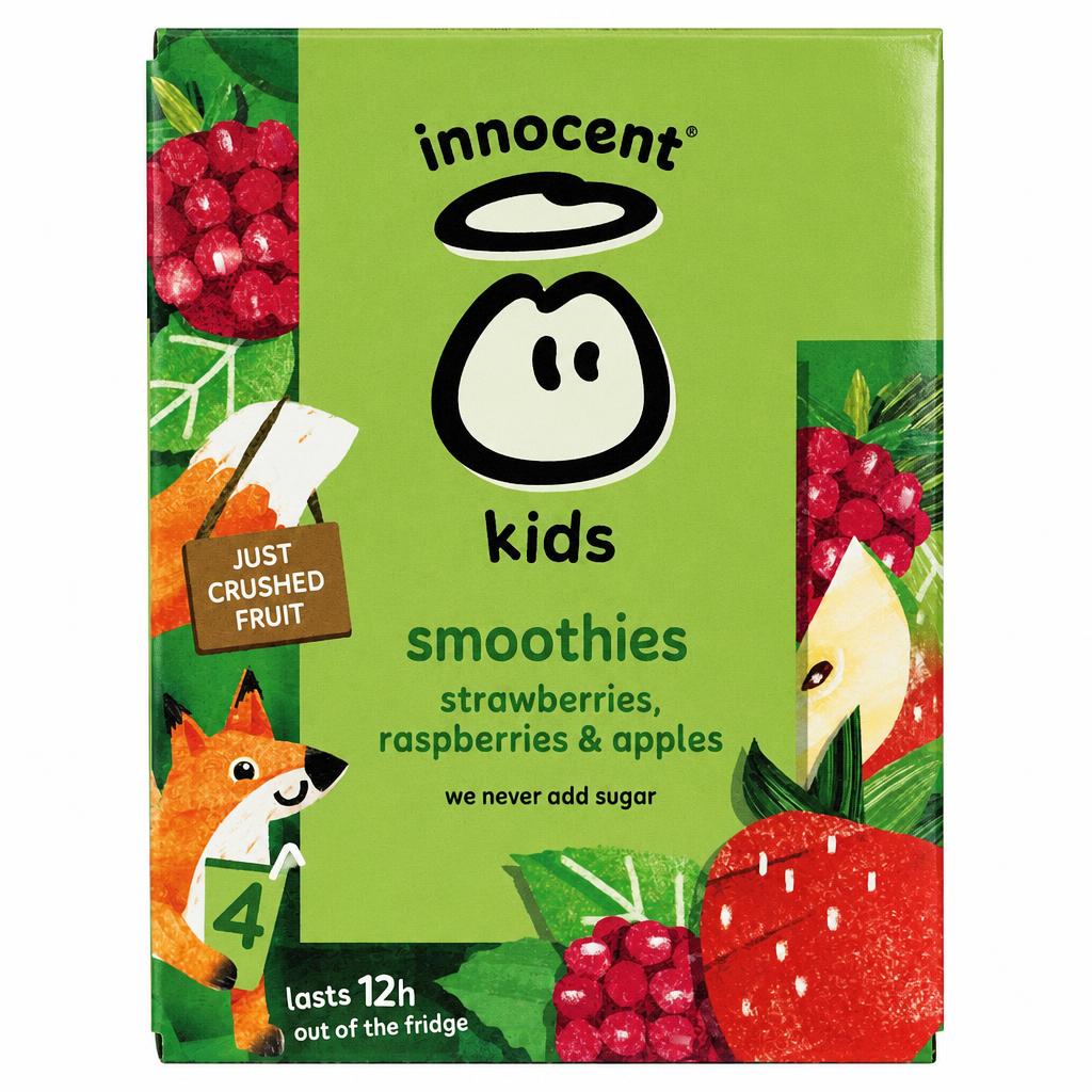 innocent Kids Smoothies Strawberries, Raspberries & Apples 4 x 150ml