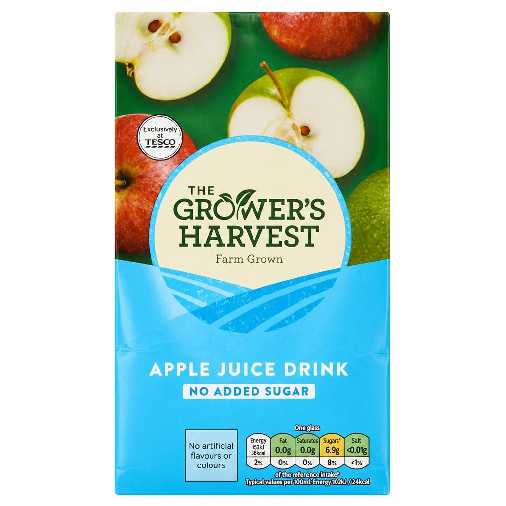 Growers Harvest No Added Sugar Apple Juice Drink 1 Litre