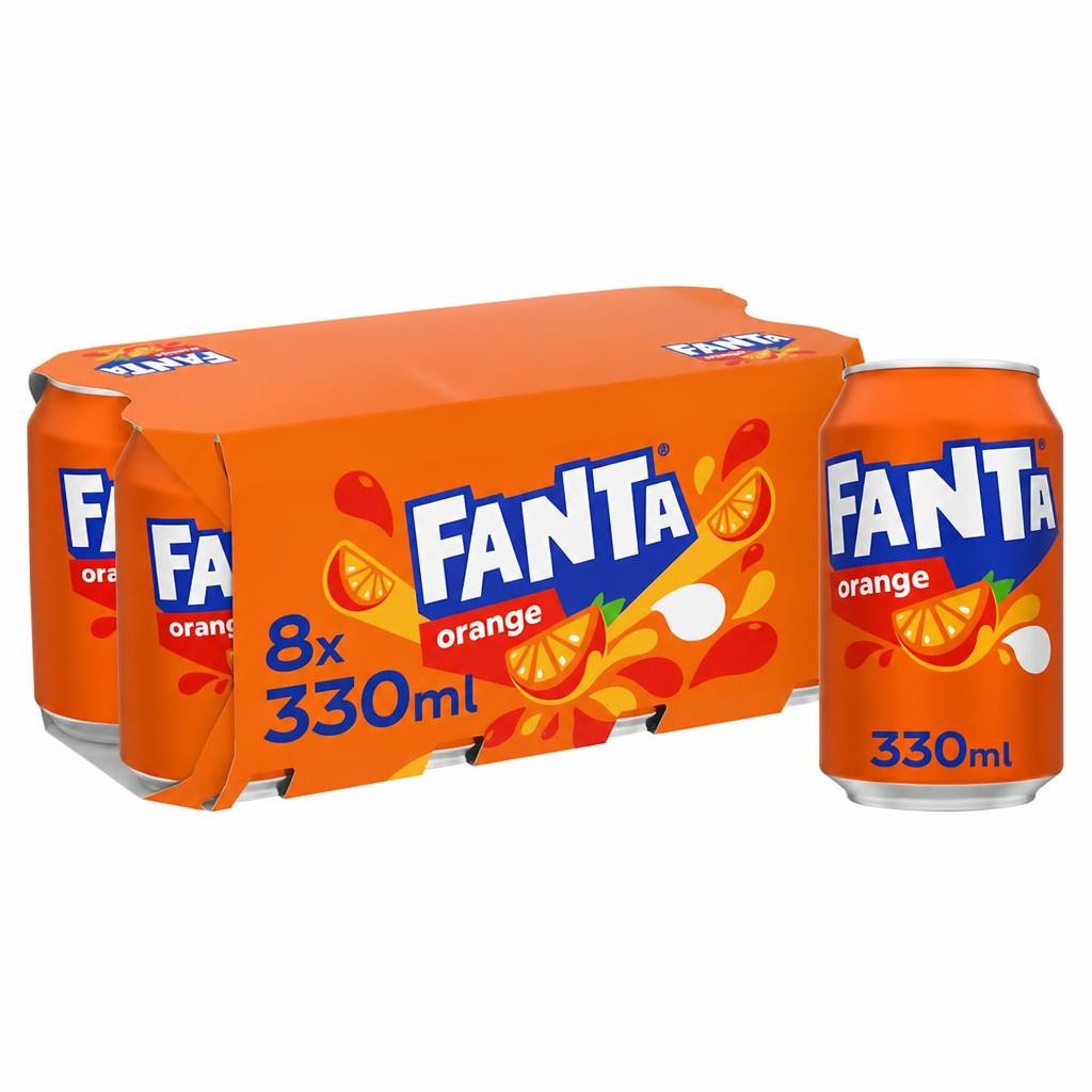 Fanta Orange Soft Drink Cans 8 x 330 mL