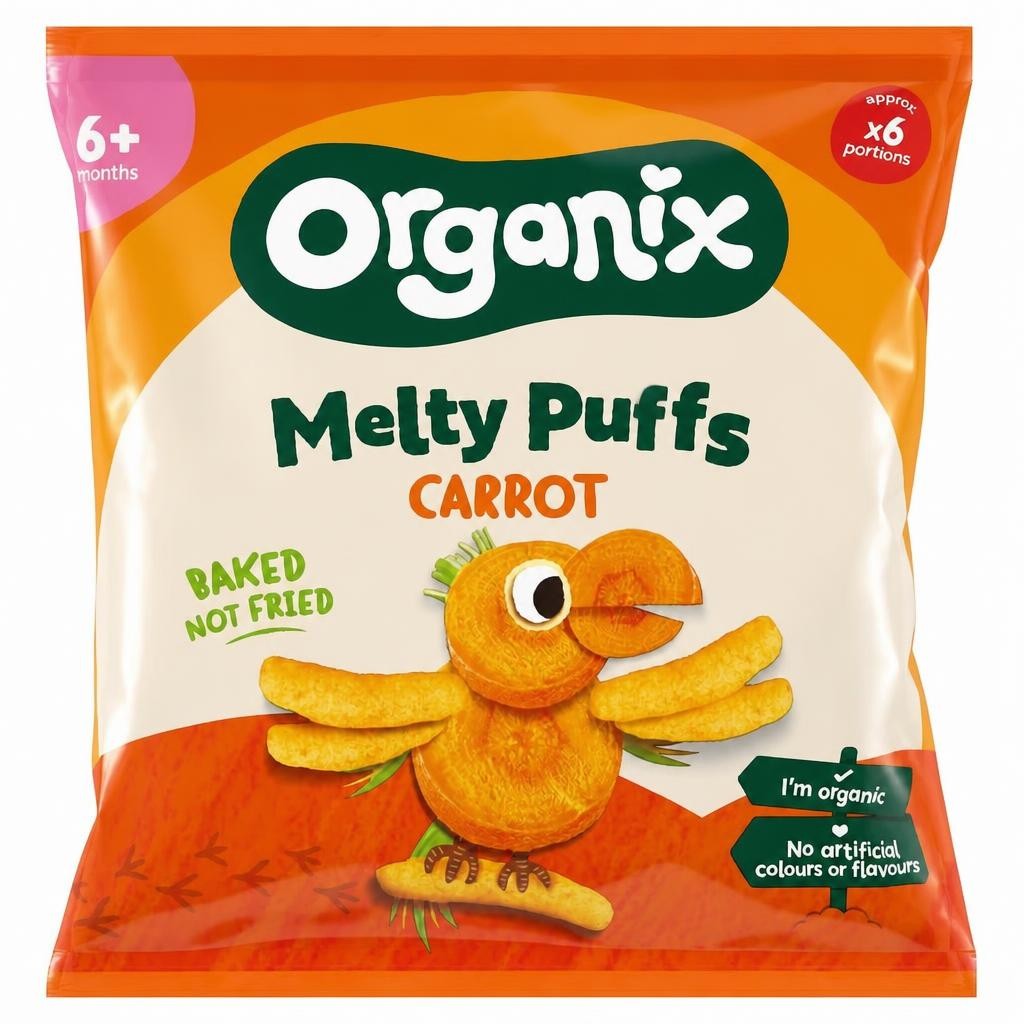 Organix Melty Organic Carrot Baby Puffs Snack 20g 6 months+