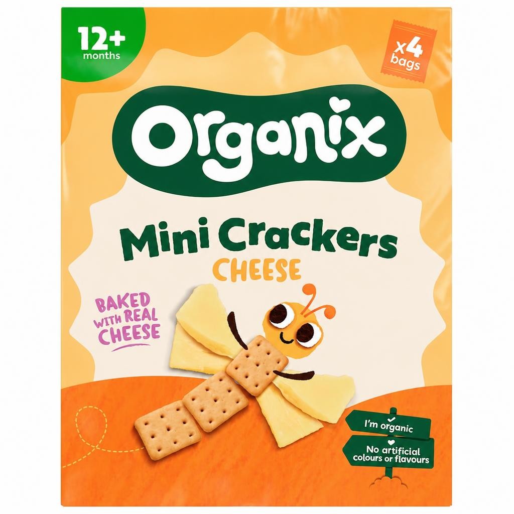 Organix Mini Cheese Crackers Organic Toddler Snacks Multipack 4x20g 12 months+
