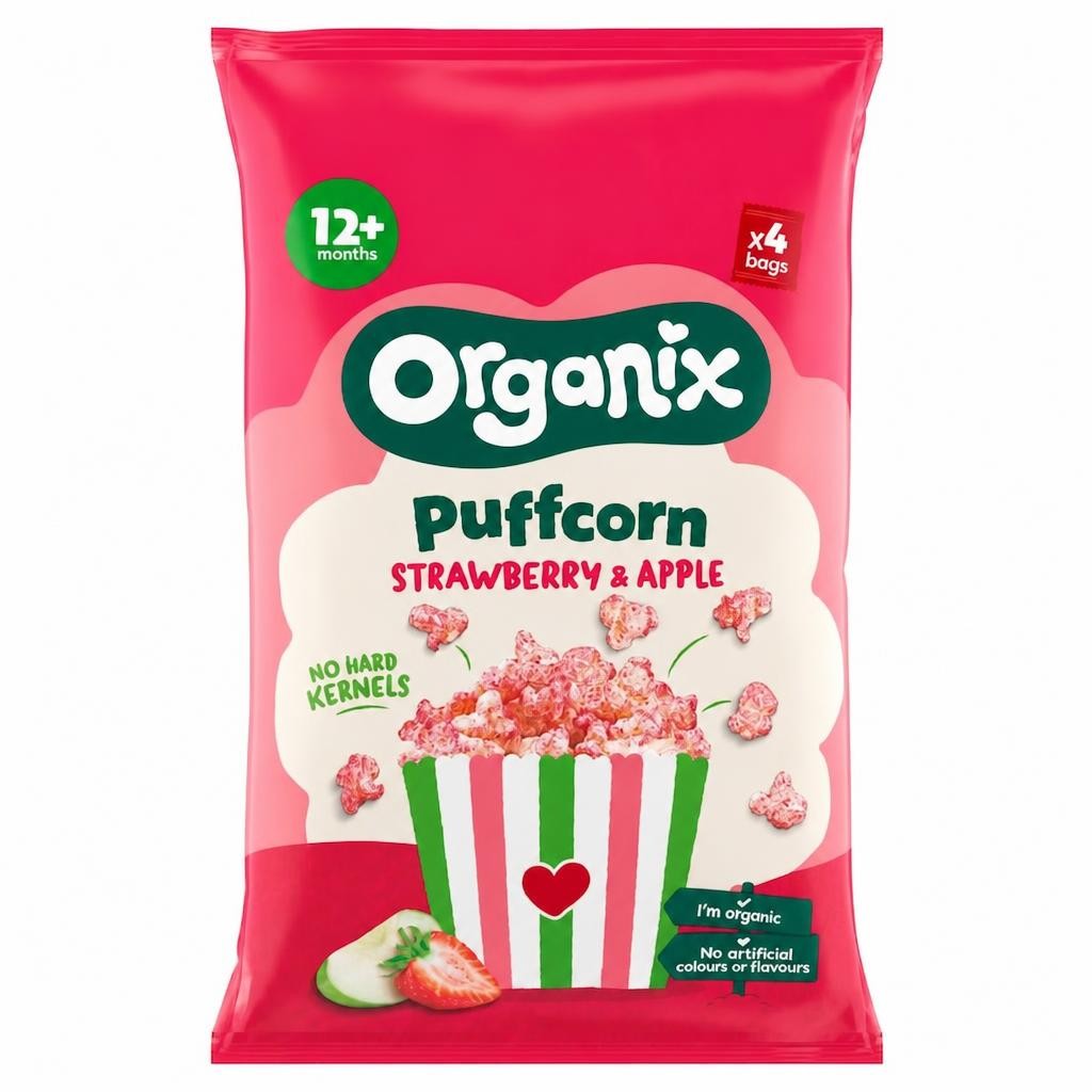 Organix Strawberry & Apple Puffcorn 4x10g