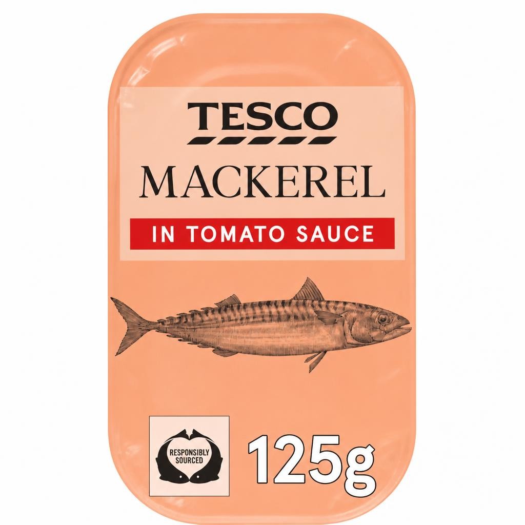 Tesco Skinless Boneless Scottish Mackerel In Tomato Sauce 125G