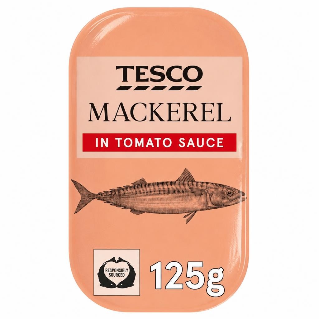 Tesco Skinless Boneless Scottish Mackerel In Tomato Sauce 125G
