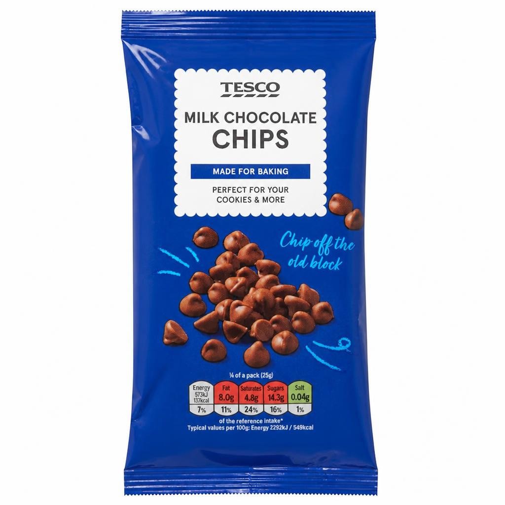 Tesco Milk Chocolate Chips 100G