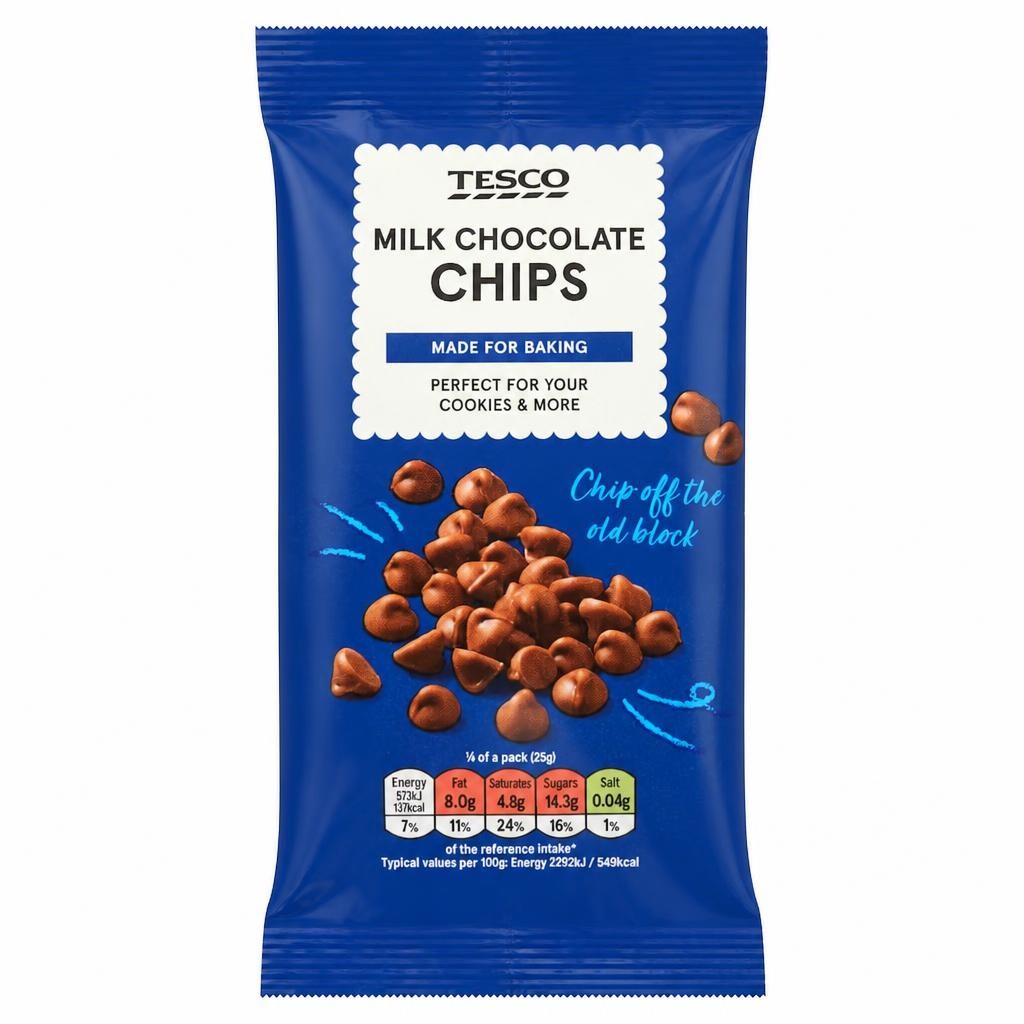Tesco Milk Chocolate Chips 100G