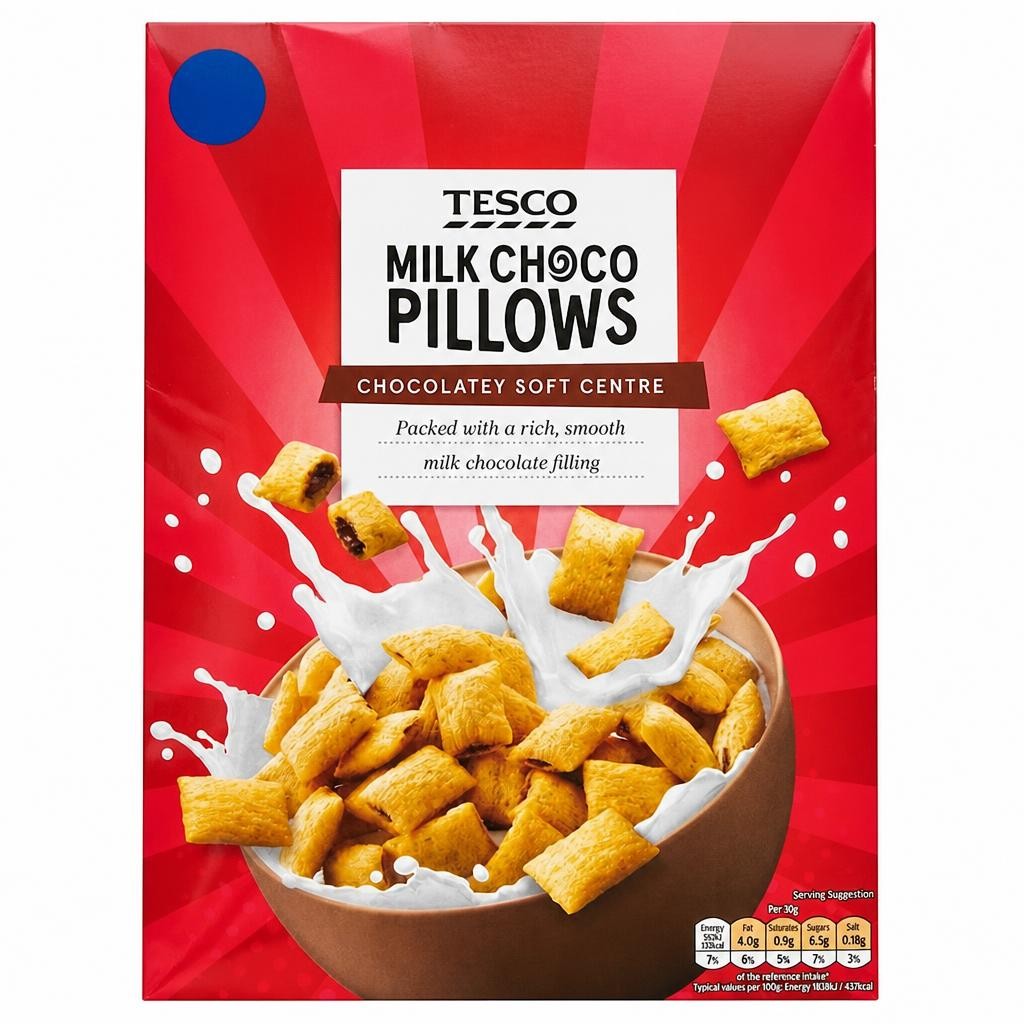 Tesco Milk Choco Pillows Cereal 375g