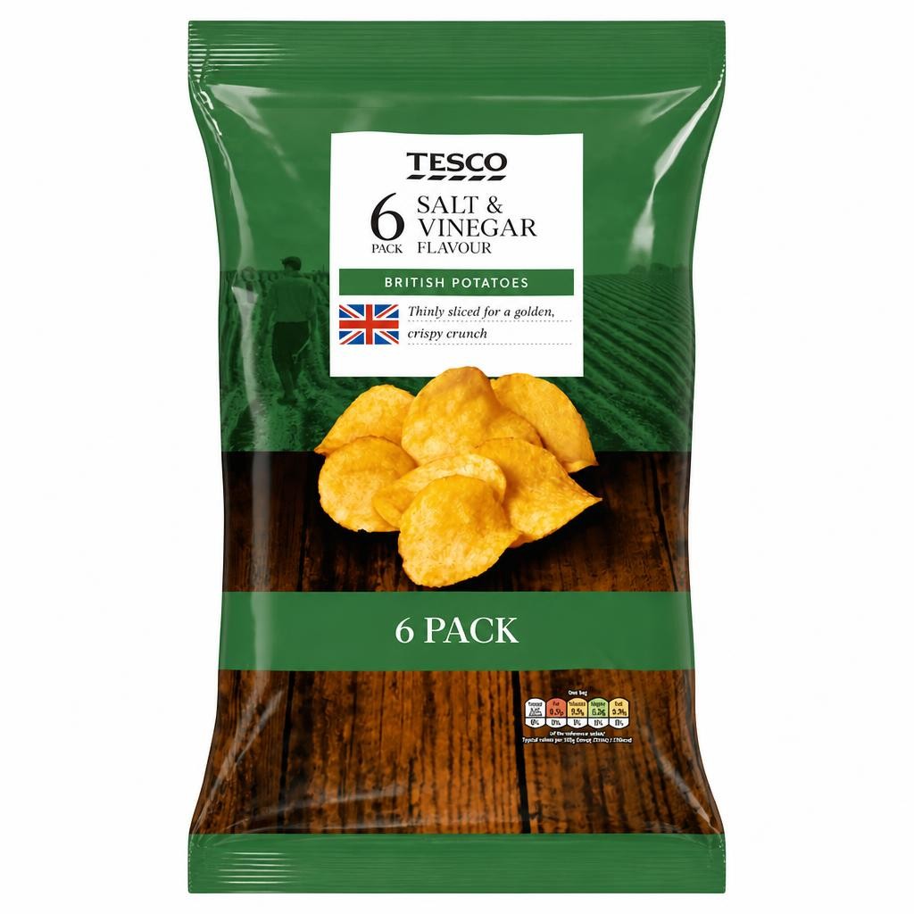 Tesco Salt & Vinegar Crisps 6X25g