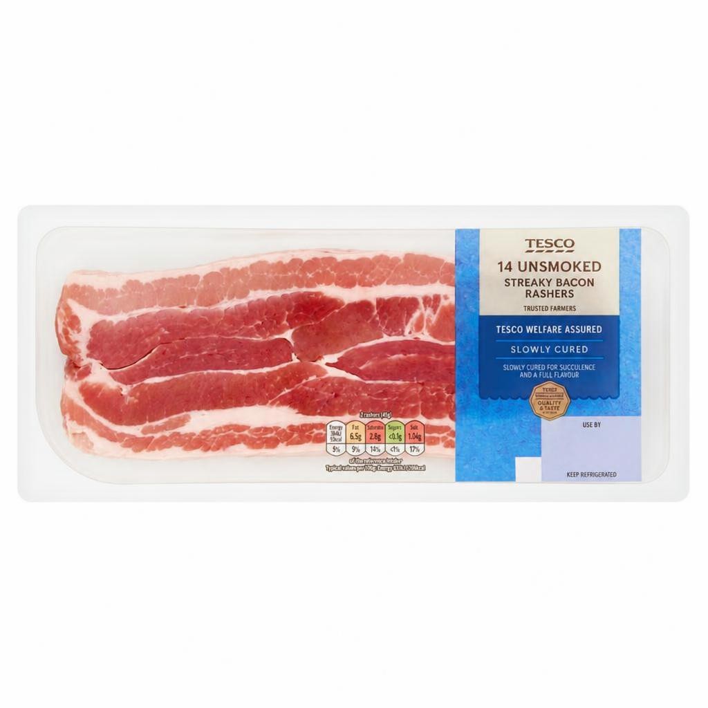 Tesco Unsmoked Streaky Bacon Rashers 14 Pack 300g