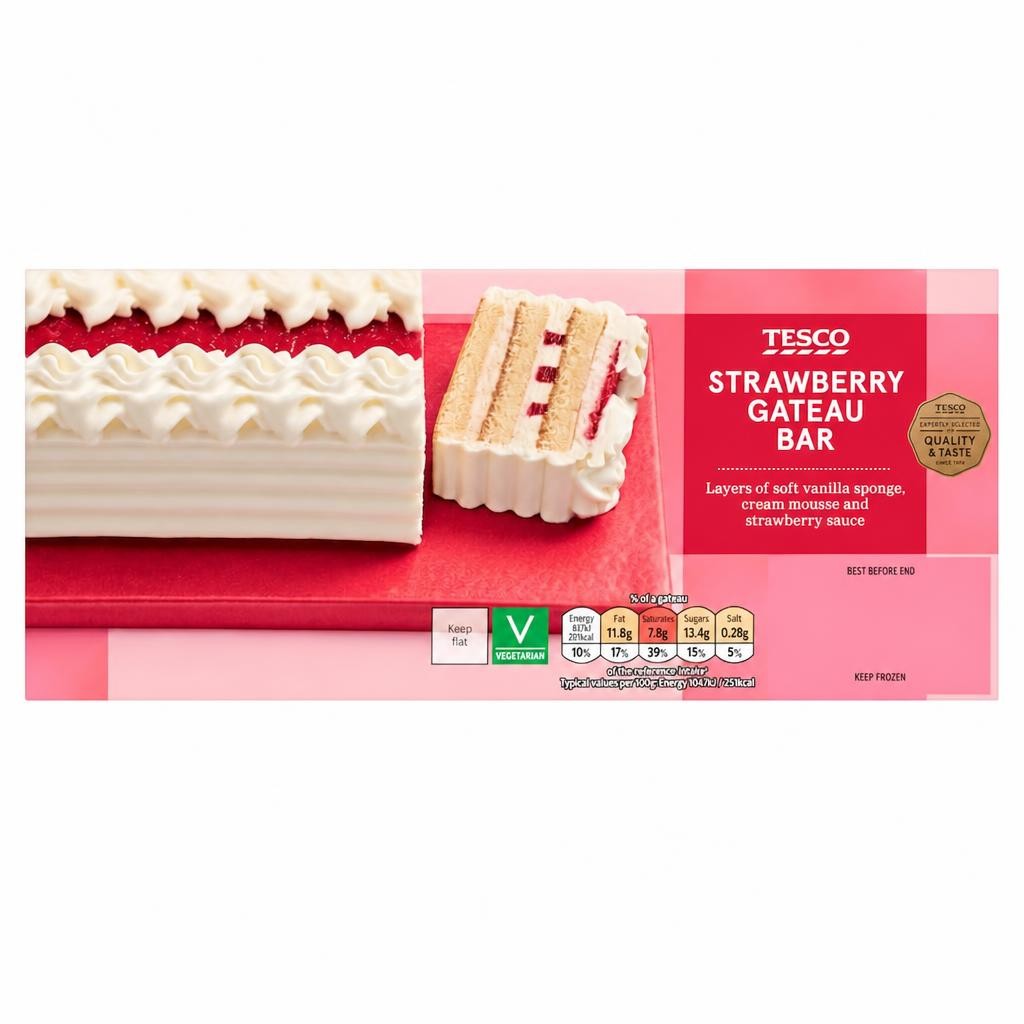 Tesco Strawberry Gateau Bar 400G
