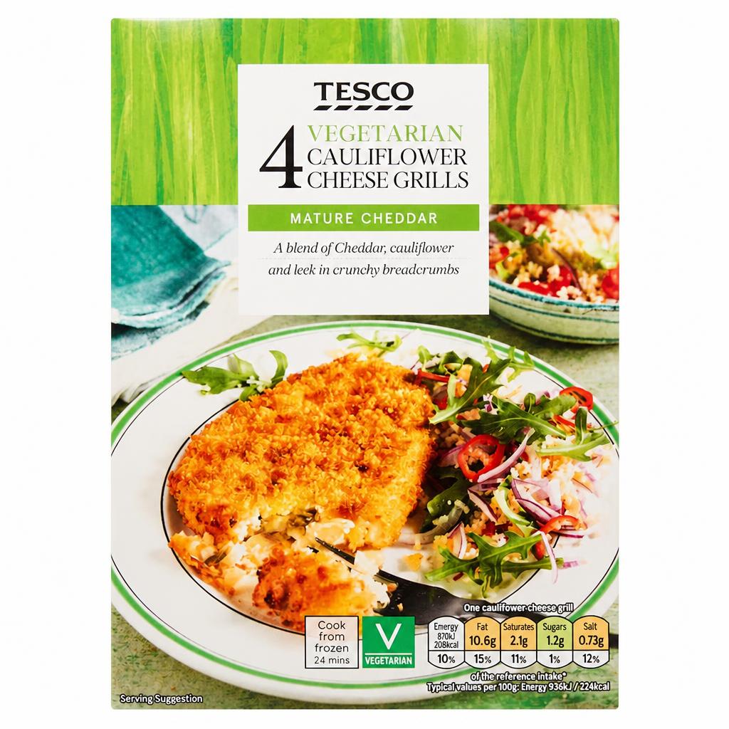 Tesco 4 Vegetarian Cauliflower Cheese Grills 397G