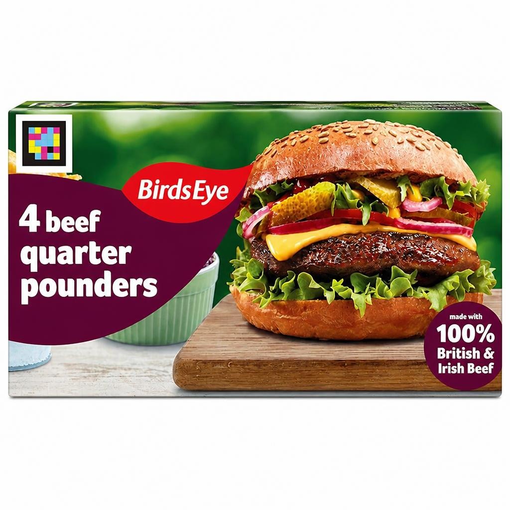 Birds Eye Classic 4 Beef Quarter Pounders with Onion 454g