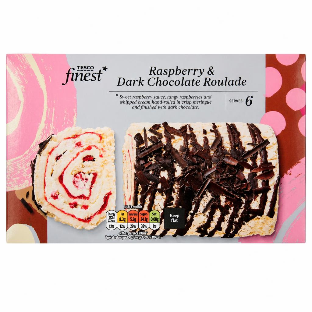 Tesco Finest Raspberry & Dark Chocolate Roulade 450G