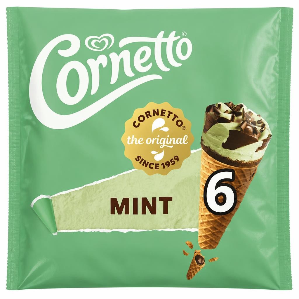 Cornetto Mint Ice Cream Cones 6x90ml
