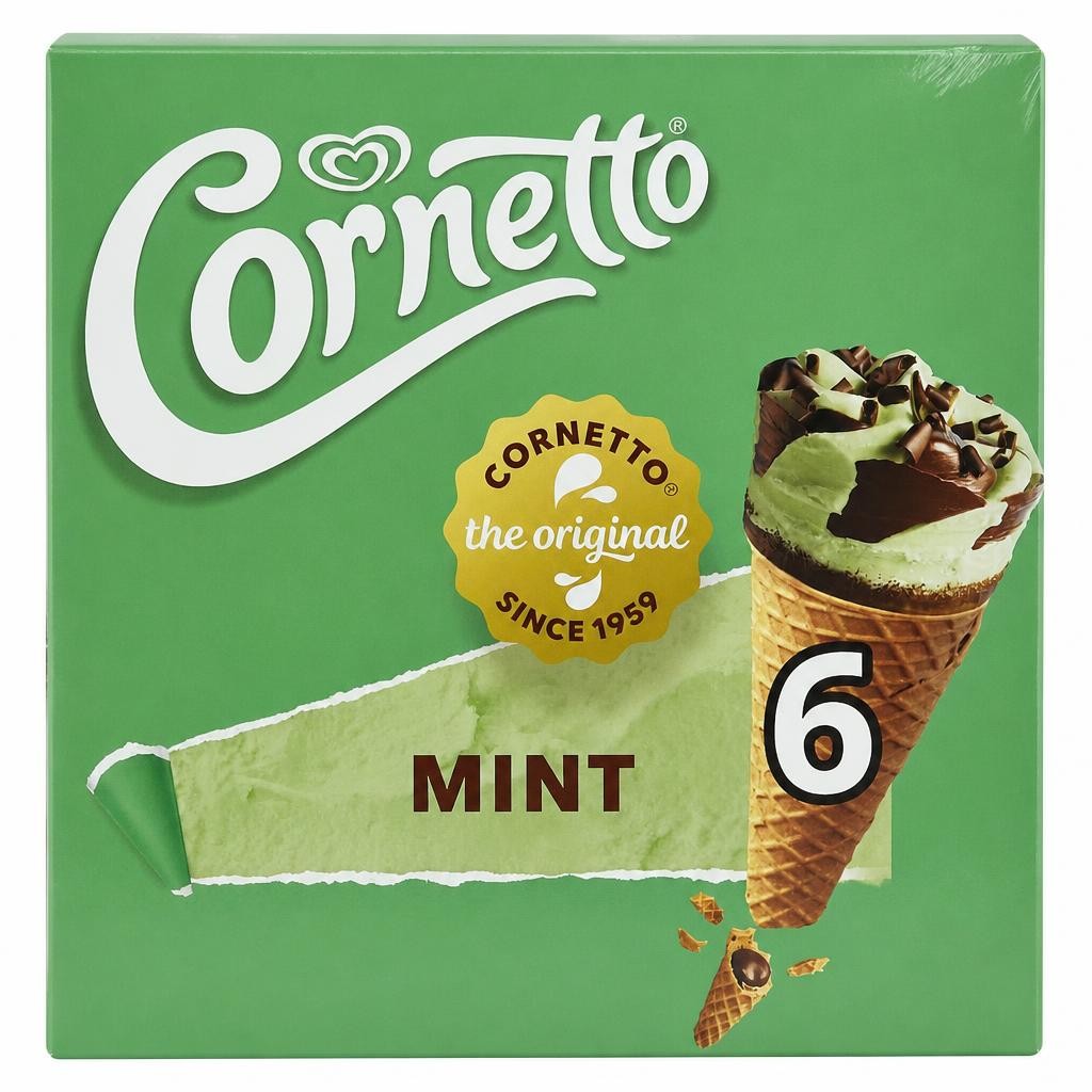 Cornetto Mint Ice Cream Cones 6x90ml