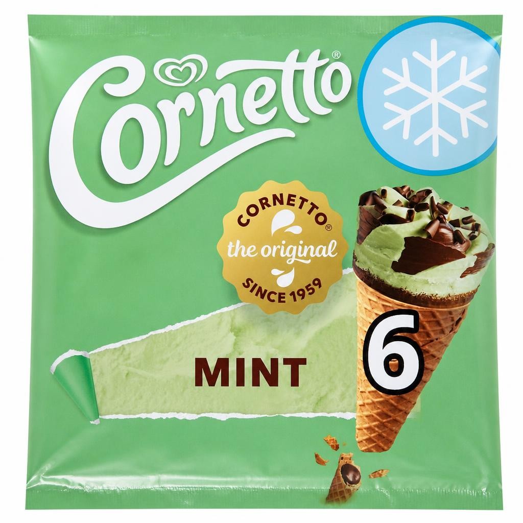 Cornetto Mint Ice Cream Cones 6x90ml