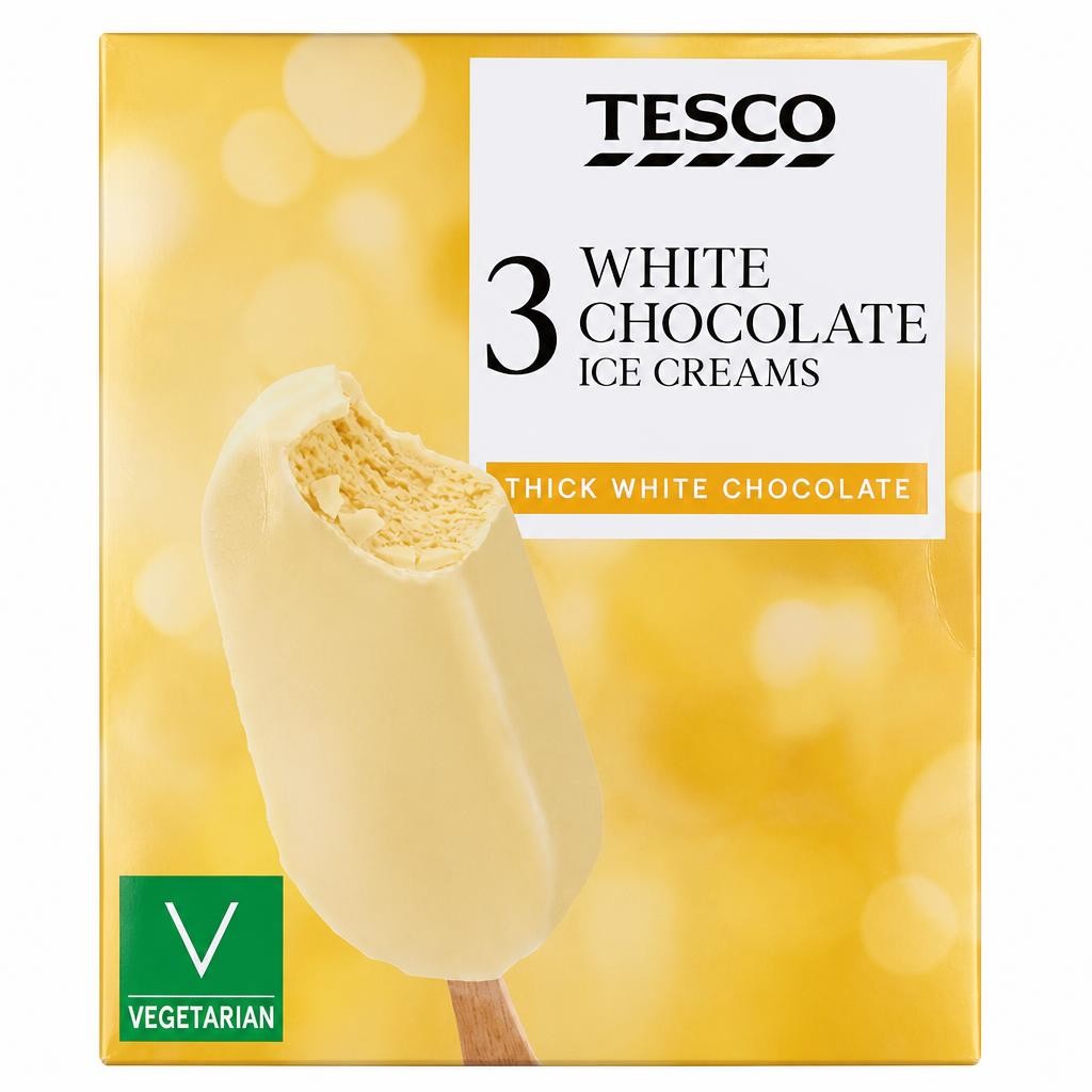 Tesco White Chocolate Ice Creams 3X110ml
