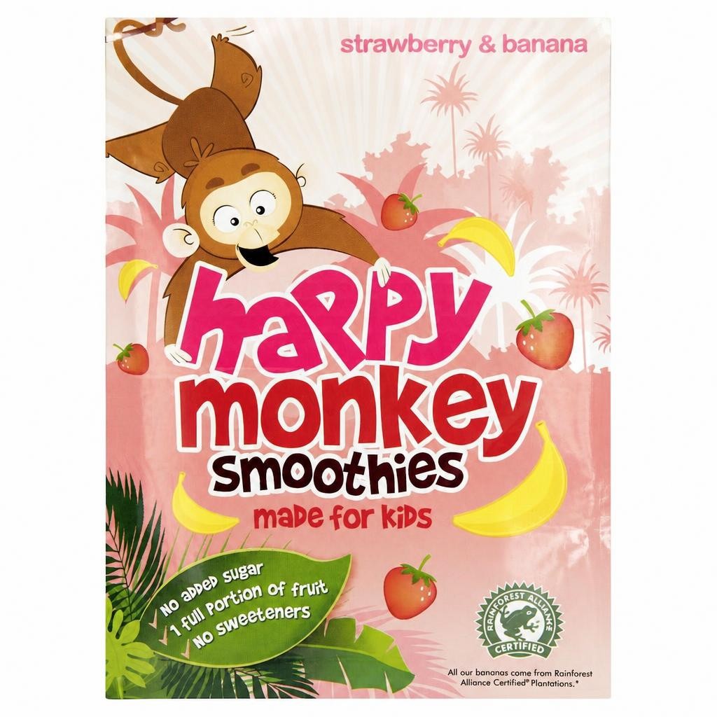 Happy Monkey Smoothies Strawberry & Banana 4 x 180ml