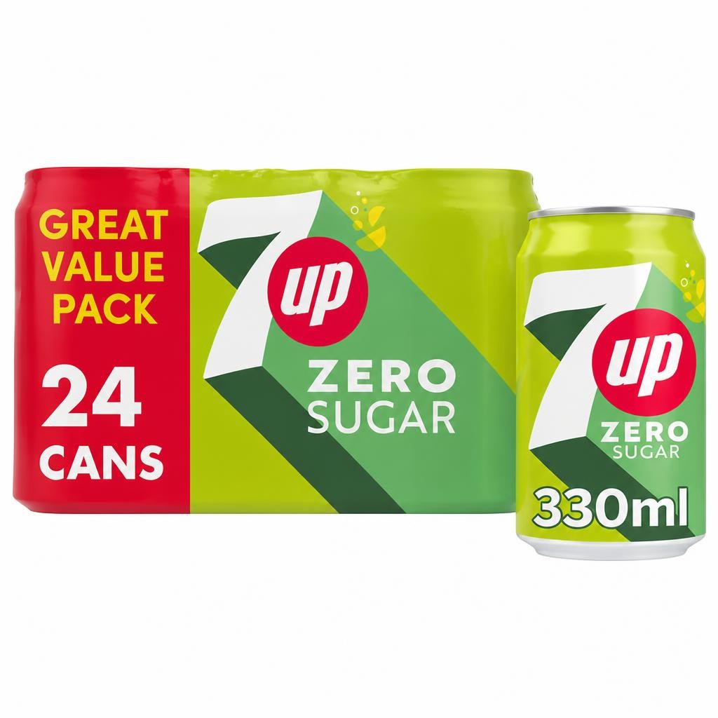 7UP Zero Sugar Lemon & Lime Cans 24 x 330ml