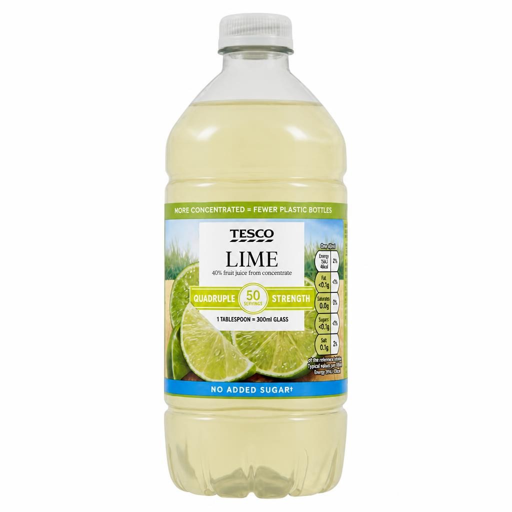 Tesco Quadruple Strength Lime No Added Sugar 750Ml