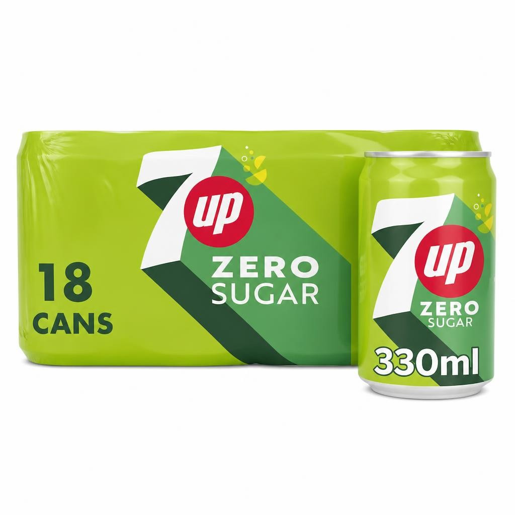 7UP Zero Sugar Lemon & Lime Cans 18 x 330ml