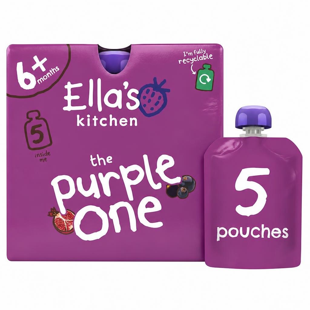 Ella's Kitchen Organic The Purple One Smoothie Baby Food Pouch 6m+ 5 x 90g