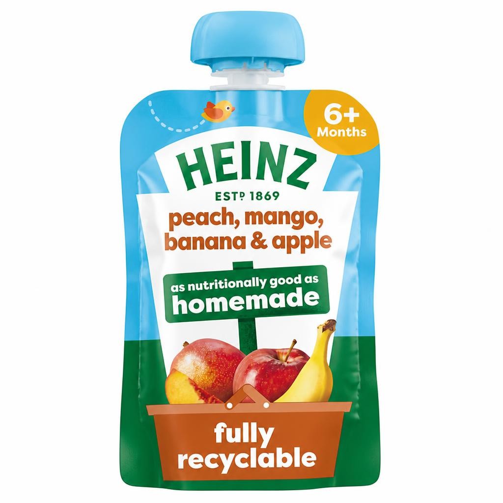 Heinz Peach, Mango, Banana & Apple Baby Food Fruit Puree Pouch 100g