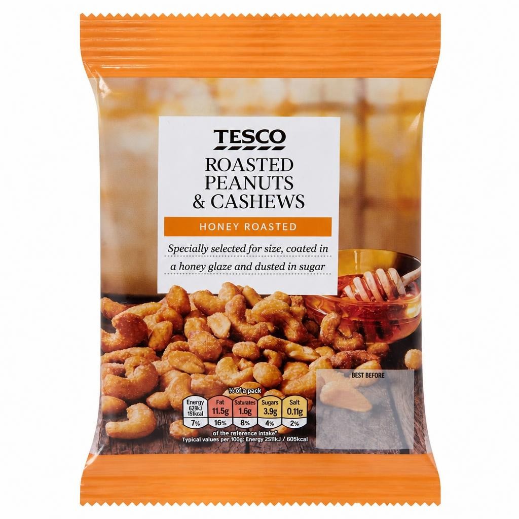 Tesco Honey Roast Peanuts & Cashews 200G