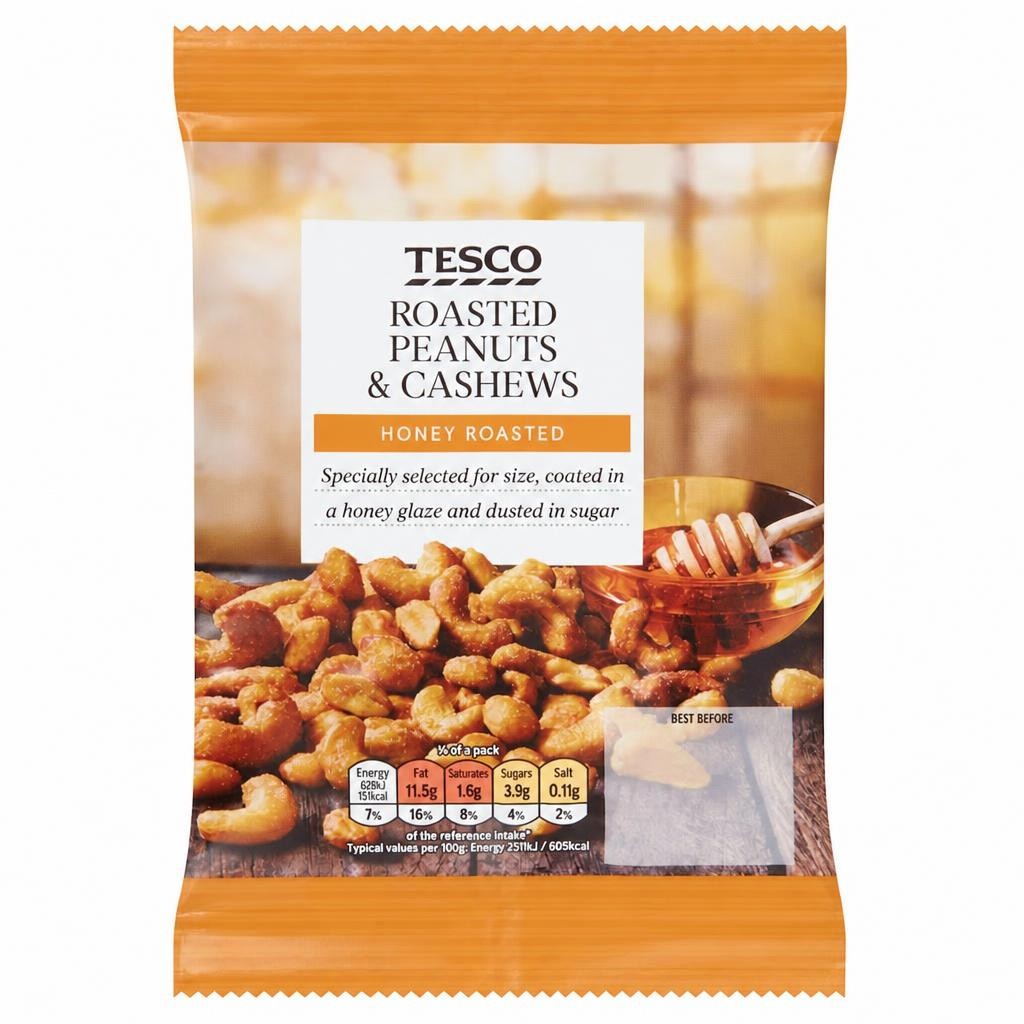 Tesco Honey Roast Peanuts & Cashews 200G
