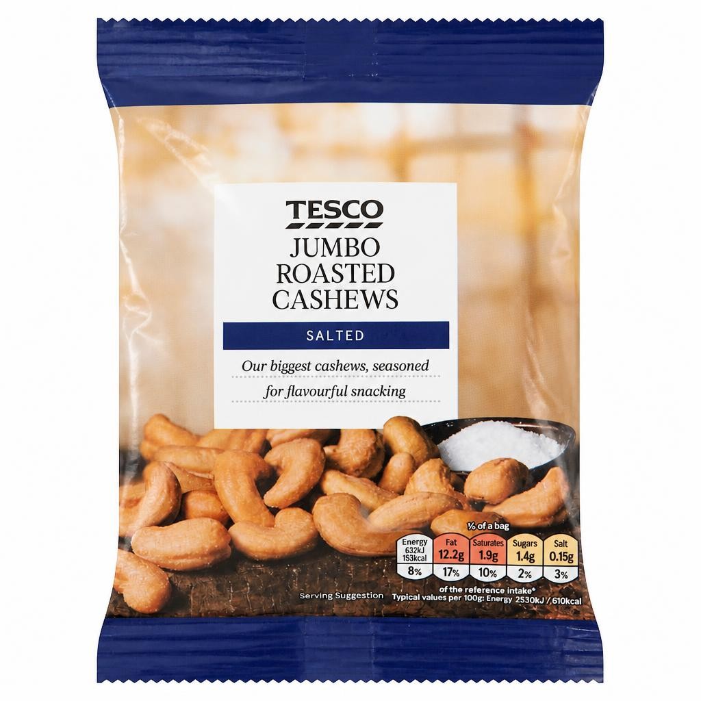 Tesco Jumbo Roasted Cashews - Salted 150g
