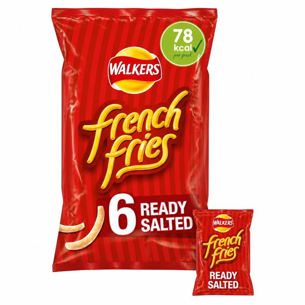 Walkers French Fries Ready Salted Multipack Crisps 6x18g