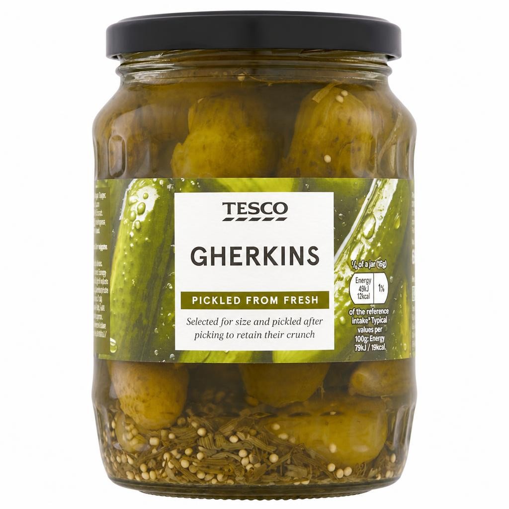 Tesco Whole Pickled Gherkins 680G