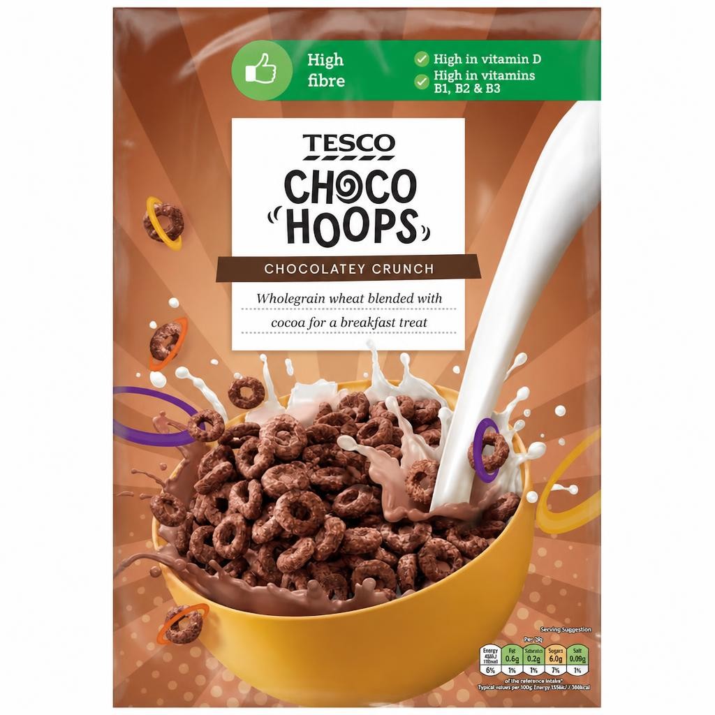 Tesco Choco Hoops Cereal 375G