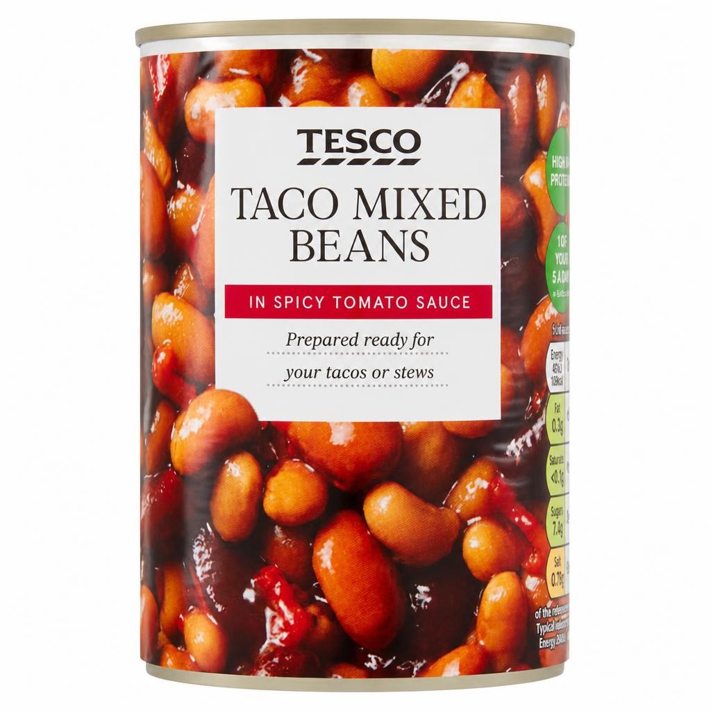 Tesco Taco Mixed Beans Spicy Tomato Sauce 395G