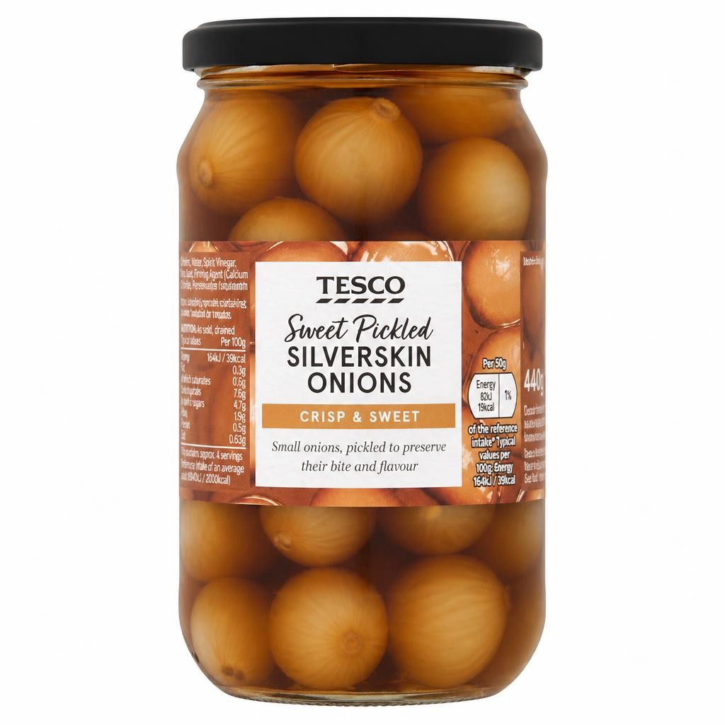 Tesco Sweet Pickled Silverskin Onions 440G