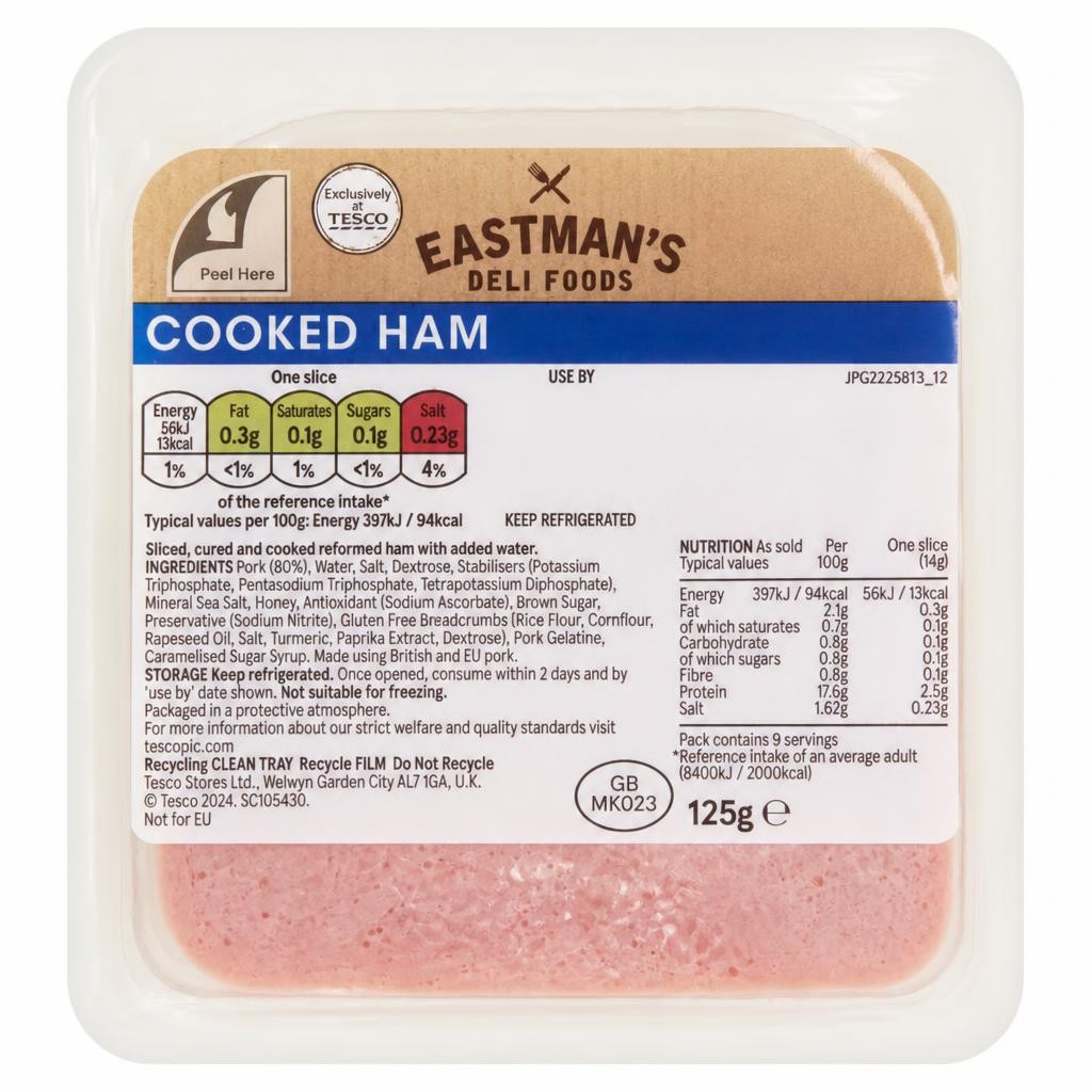 Eastmans Cooked Ham Slices 125g