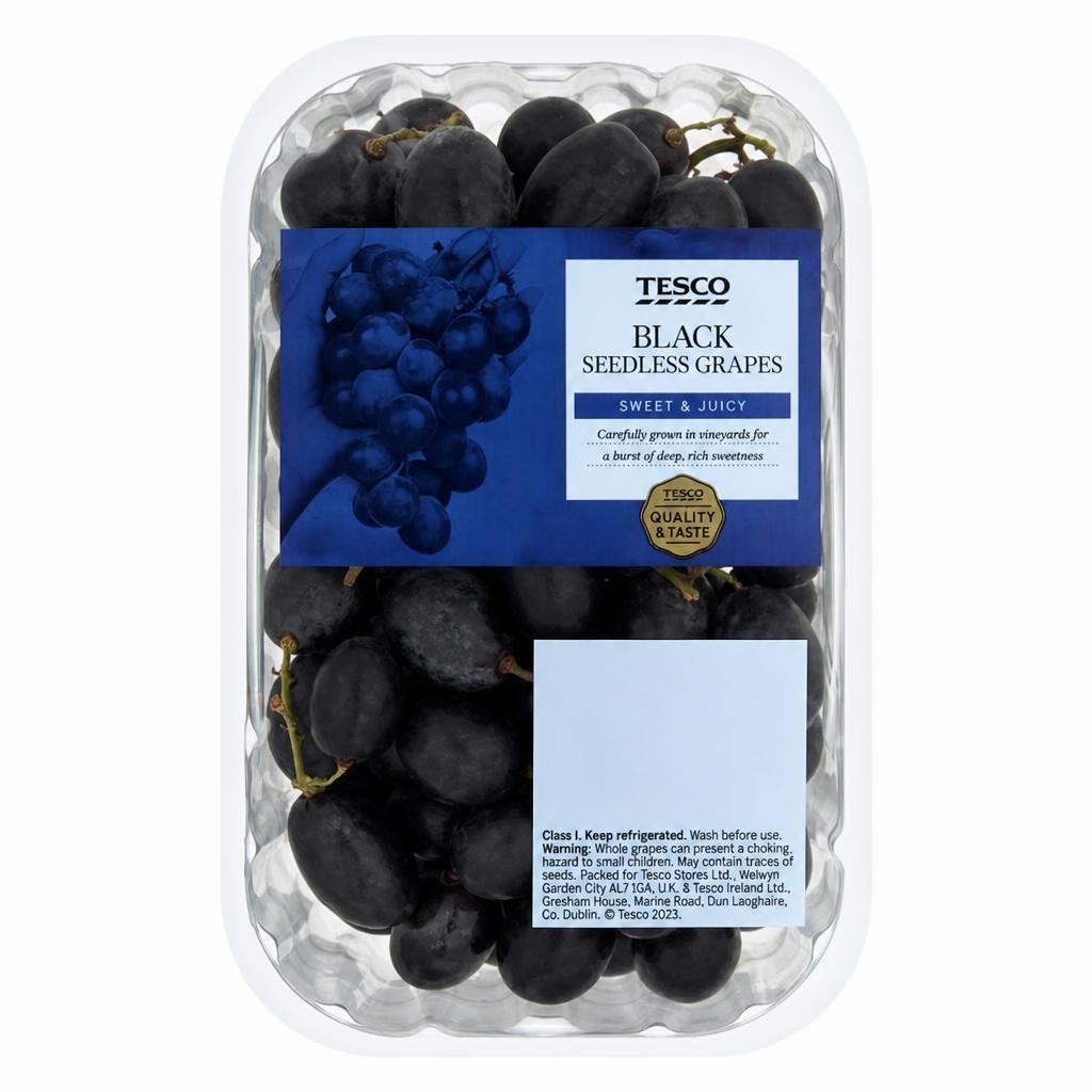 Tesco Black Seedless Grapes 500G