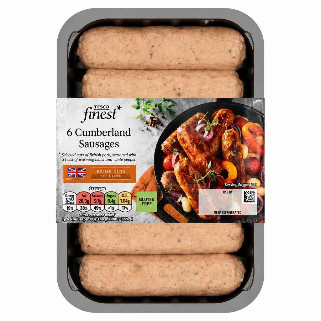 Tesco Finest 6 Cumberland Pork Sausages 400g