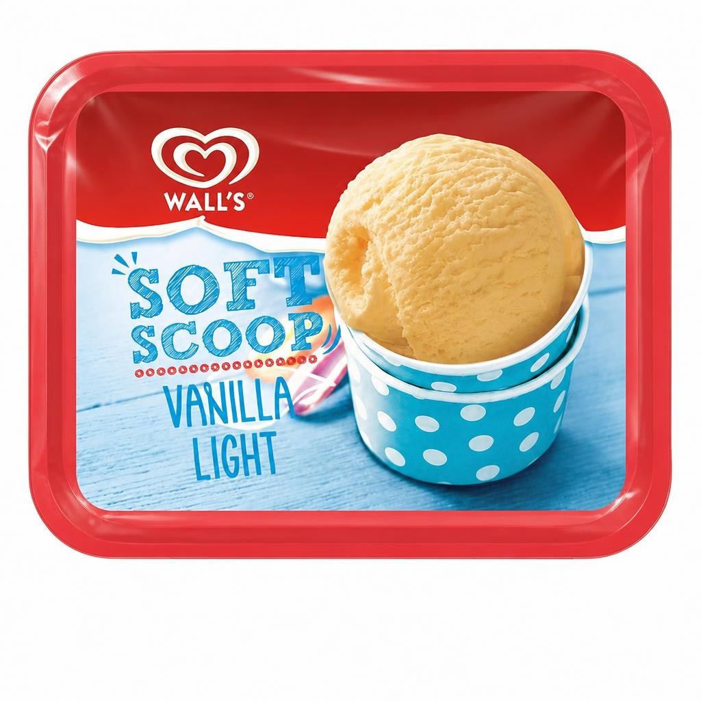 Walls Soft Scoop Vanilla Light Ice Cream Tub 1800ml
