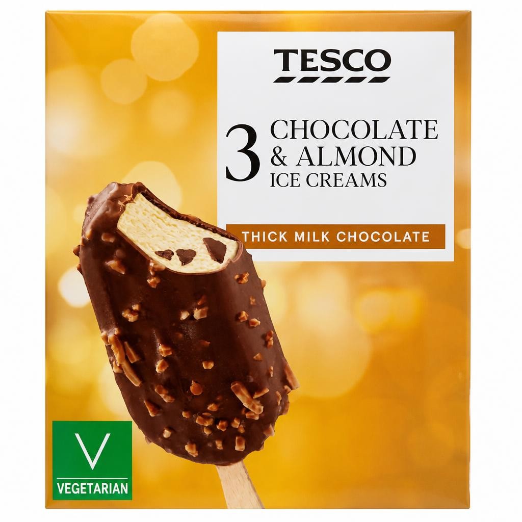 Tesco Chocolate & Almond Ice Creams 3X110ml