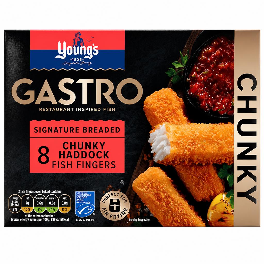 Youngs Gastro 8 Chunky Breaded Haddock Fingers 320G