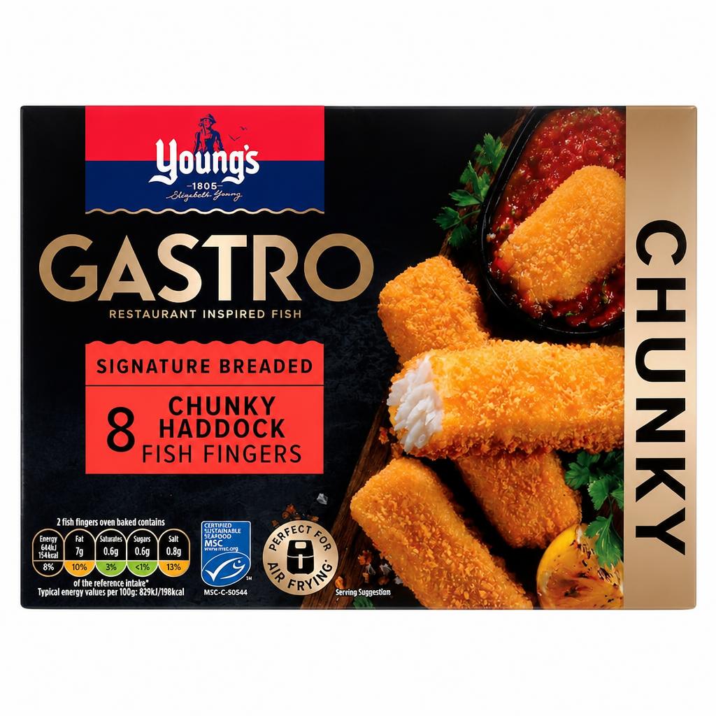 Youngs Gastro 8 Chunky Breaded Haddock Fingers 320G